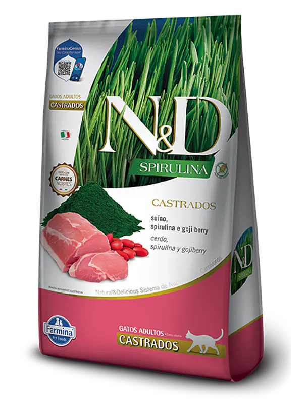 N&D Spirulina Cerdo Gato Castrado 7Kg 1
