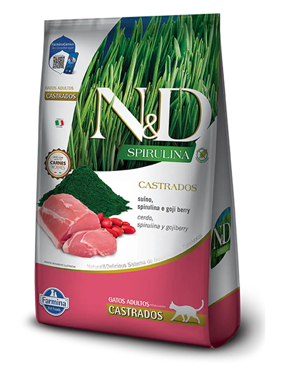 N&D Spirulina Cerdo Gato Castrado 7Kg 1