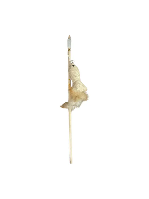 Wonder Cat Varilla Pescado con Plumas Beige 1