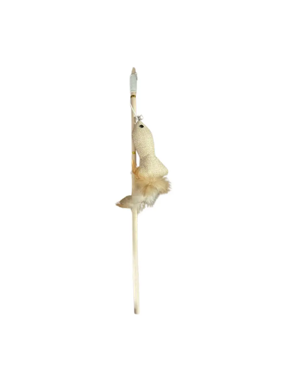 Wonder Cat Varilla Pescado con Plumas Beige 1