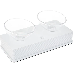 Catit Comedero Doble de Vidrio con Base Blanca