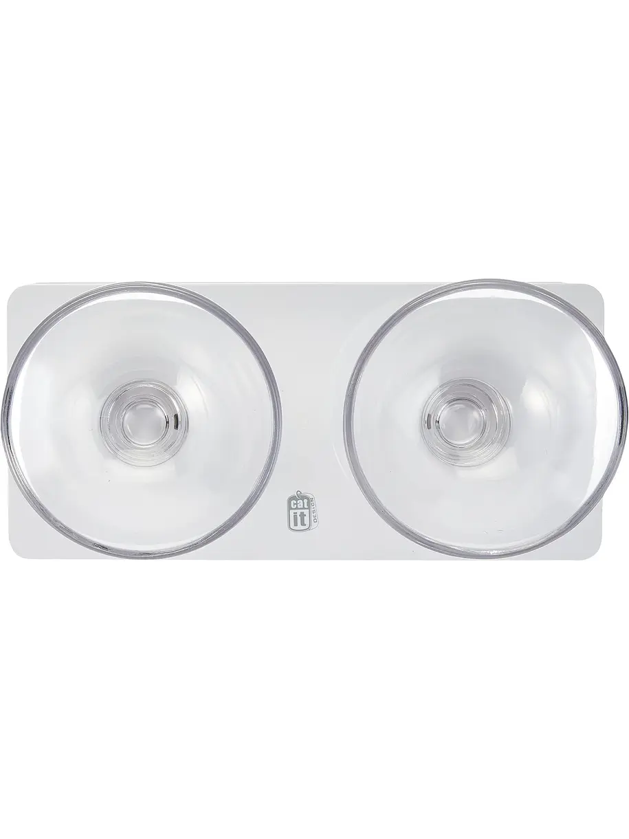 Catit Comedero Doble de Vidrio con Base Blanca 2