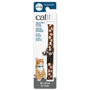 Catit Collar Ajustable Café con Lunares