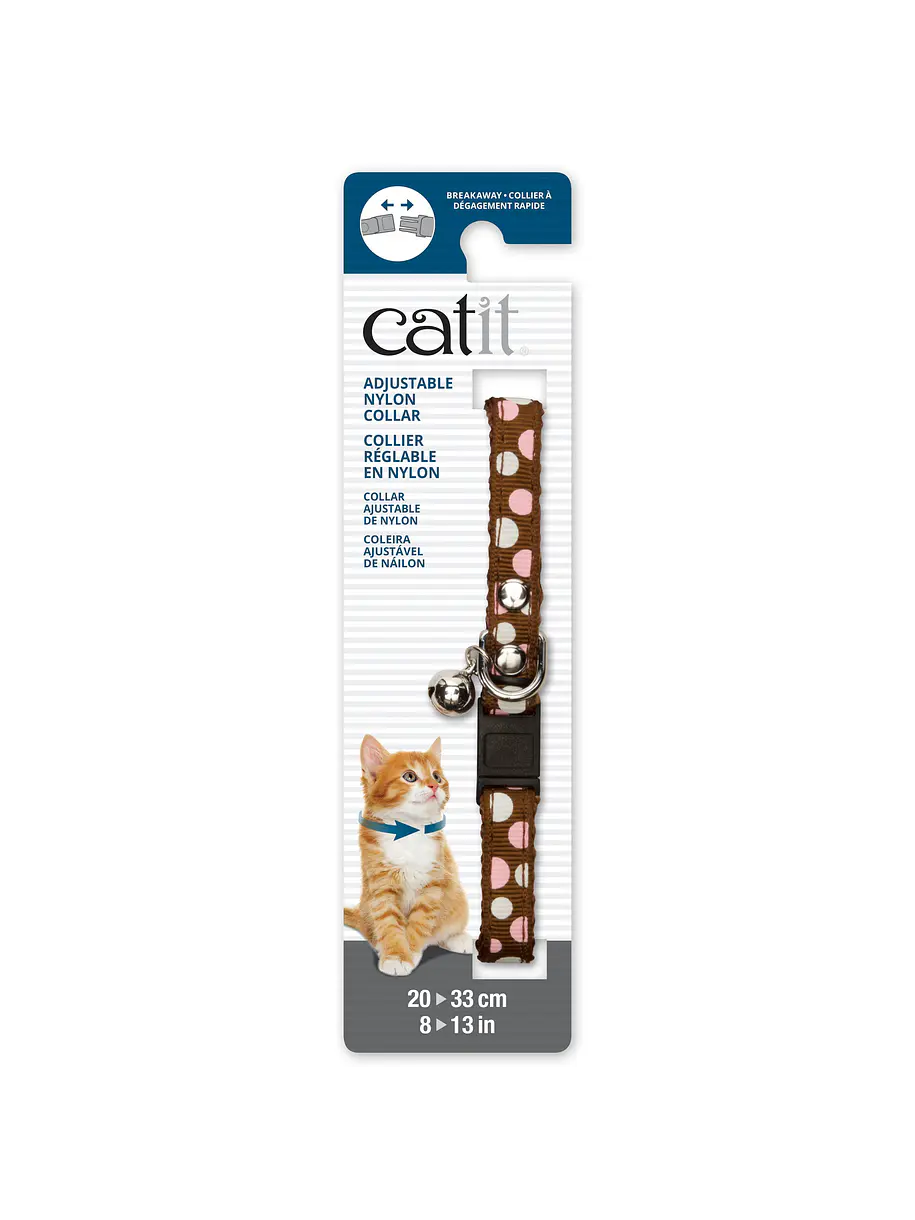 Catit Collar Ajustable Café con Lunares 1