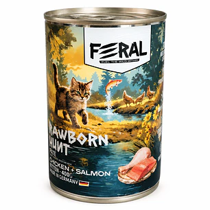 Feral Lata Gato Kitten Pollo y Salmón 400g