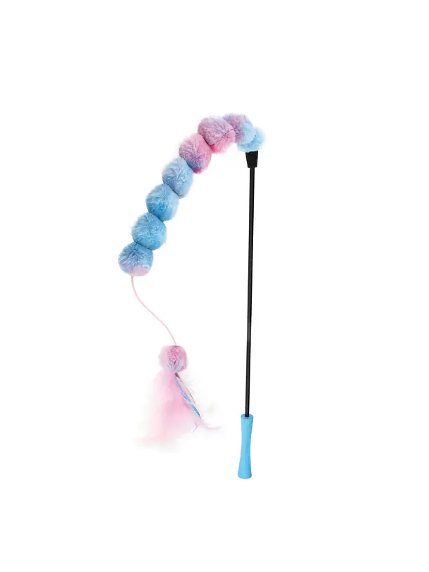 Gigwi Feather Teaser Varilla con Felpa Pelota y Plumas Rosadas 1