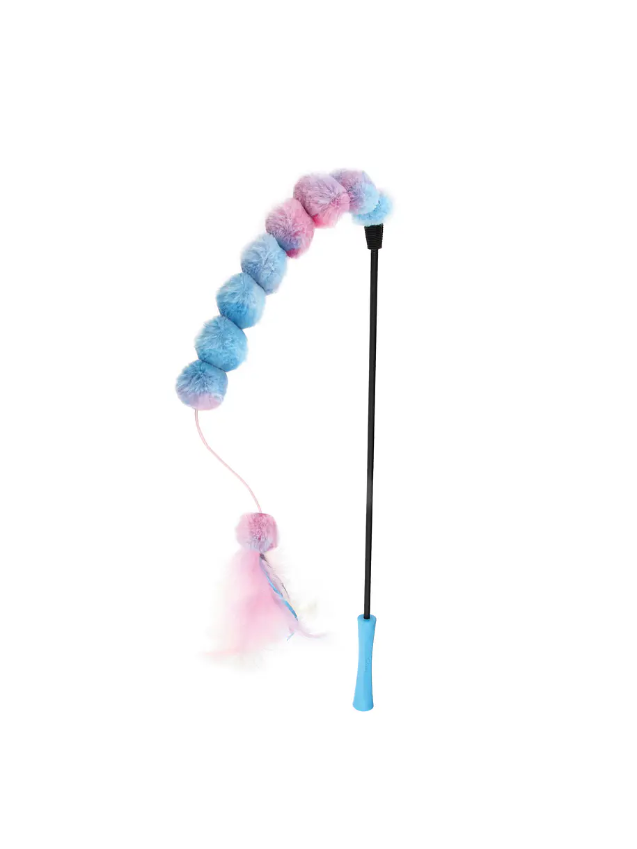 Gigwi Feather Teaser Varilla con Felpa Pelota y Plumas Rosadas 1