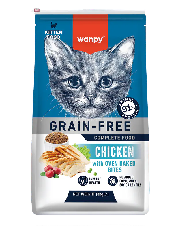 Wanpy Grain Free Gato Kitten Sabor Pollo 8Kg 1