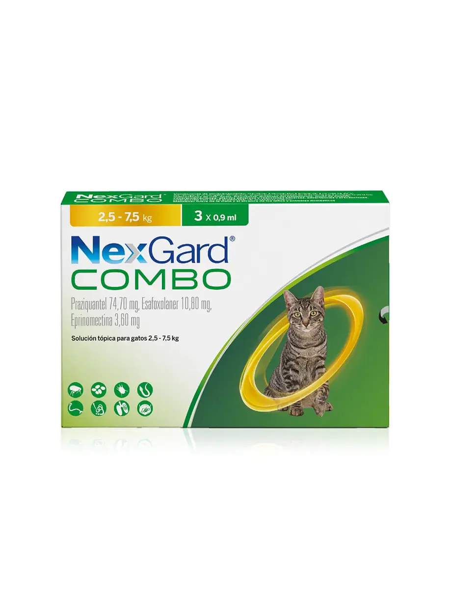 Nexgard Combo Caja Pack 3 Pipetas 2,5 a 7,5 kg 1
