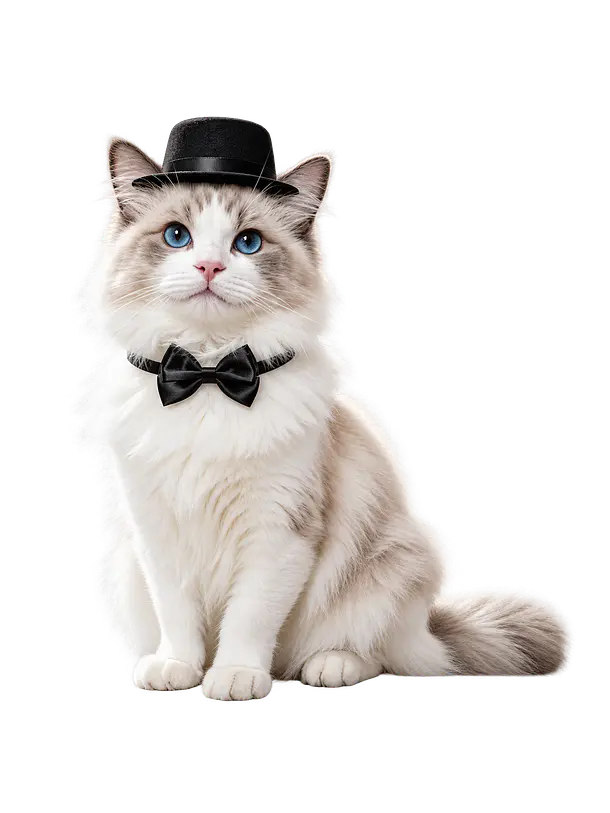 Conjunto de Sombrero Elegante y Corbatín para Gatos 1