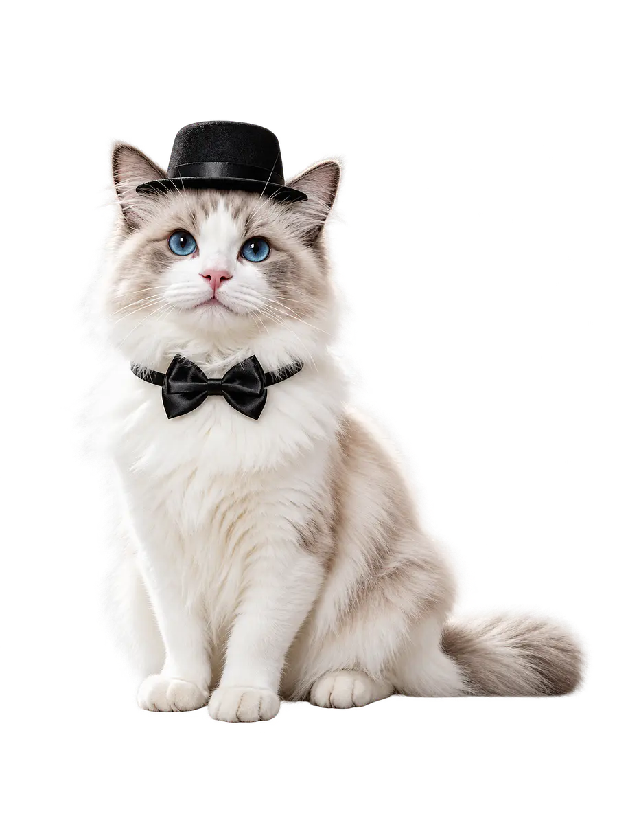 Conjunto de Sombrero Elegante y Corbatín para Gatos 1