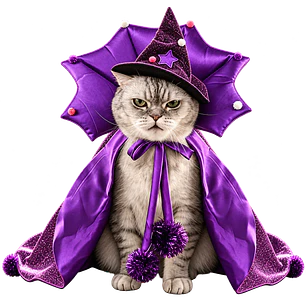 Disfraz de Mago Bruja Morado Para Gatos