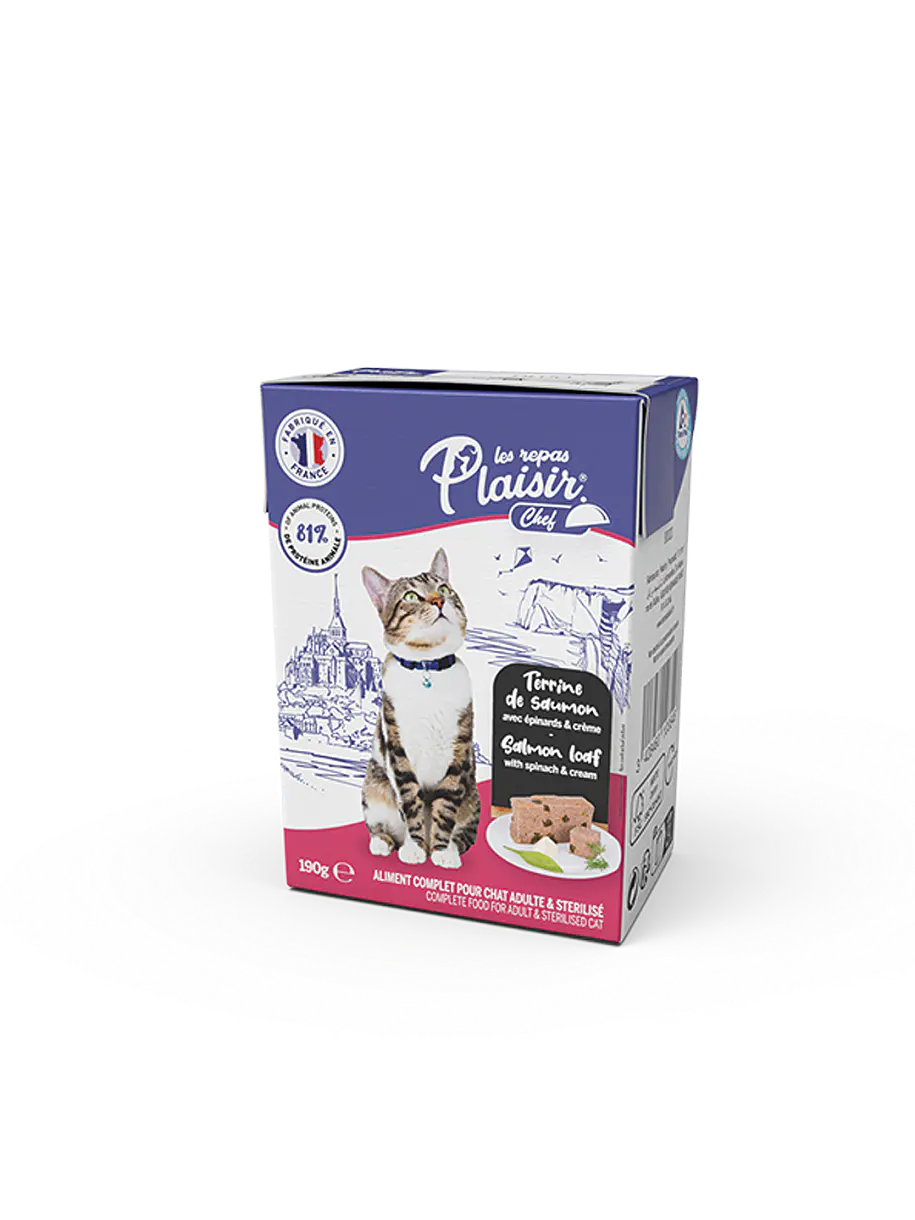 Plaisir Chef Paté Afinado de Salmón con Espinaca para Gatos 1