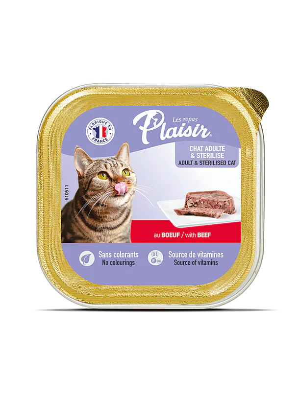 Plaisir Paté de Ternera Gato Adulto Esterilizado 1