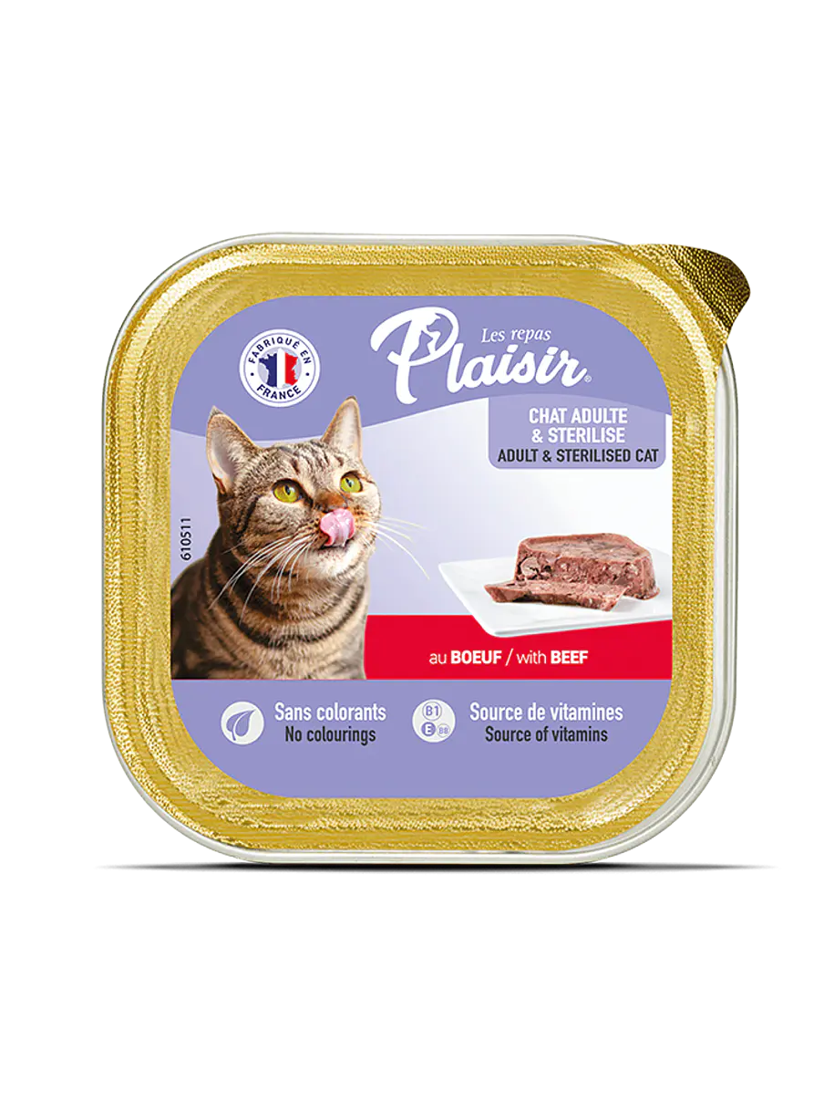 Plaisir Paté de Ternera Gato Adulto Esterilizado 1