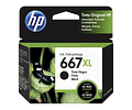 HP 667XL Black | Alto Rendimiento | Tinta Original