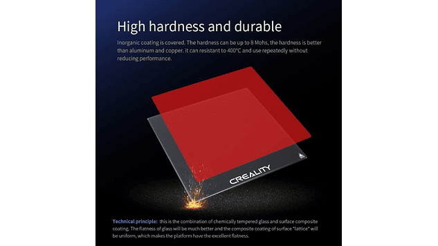 Superficie de Vidrio de Carbono Cr-6 SE 24,5cm x 25,5cm x 4mm de Impresora 3D | Repuestos 3D 3