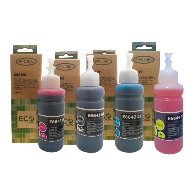 Epson T6641 T6642 T6643 T6644 | Pack 4 Colores | Negro Cyan Magenta Yellow | Tinta Alternativa | Ppc