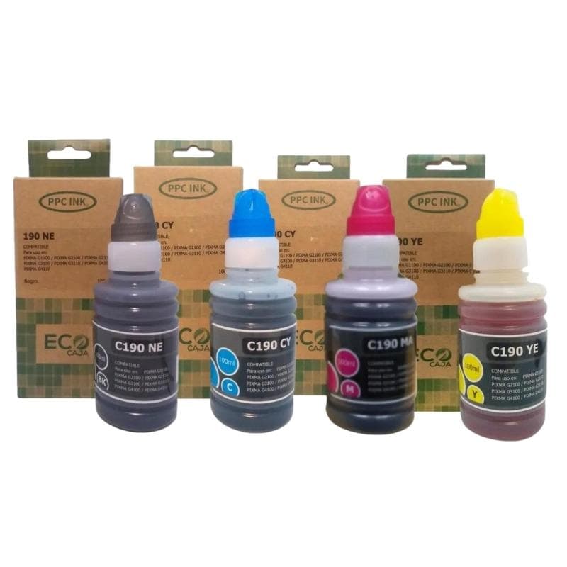 Canon GI-190 | Pack 4 Colores | Negro Cyan Magenta Yellow...