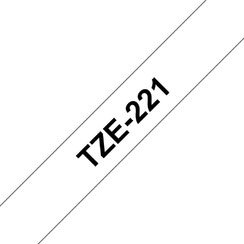 Brother TZe-221 | Cinta Etiqueta Blanca - Texto Negro