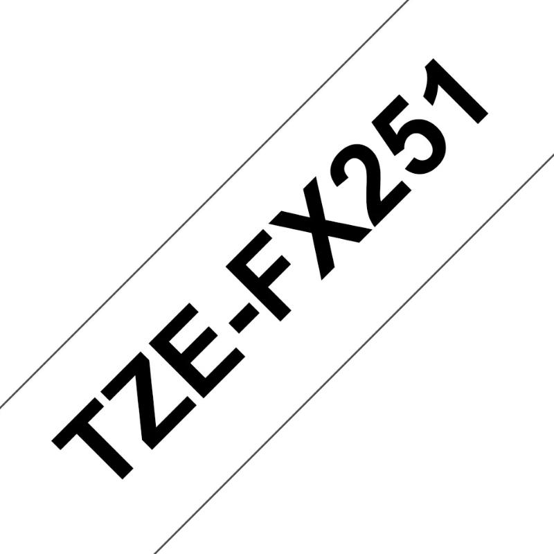 Brother TZe-FX251 | Cinta Etiqueta Blanca - Texto Negro Flexible