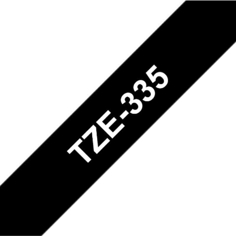 Brother TZe-335 | Cinta Etiqueta Negra - Texto Blanco