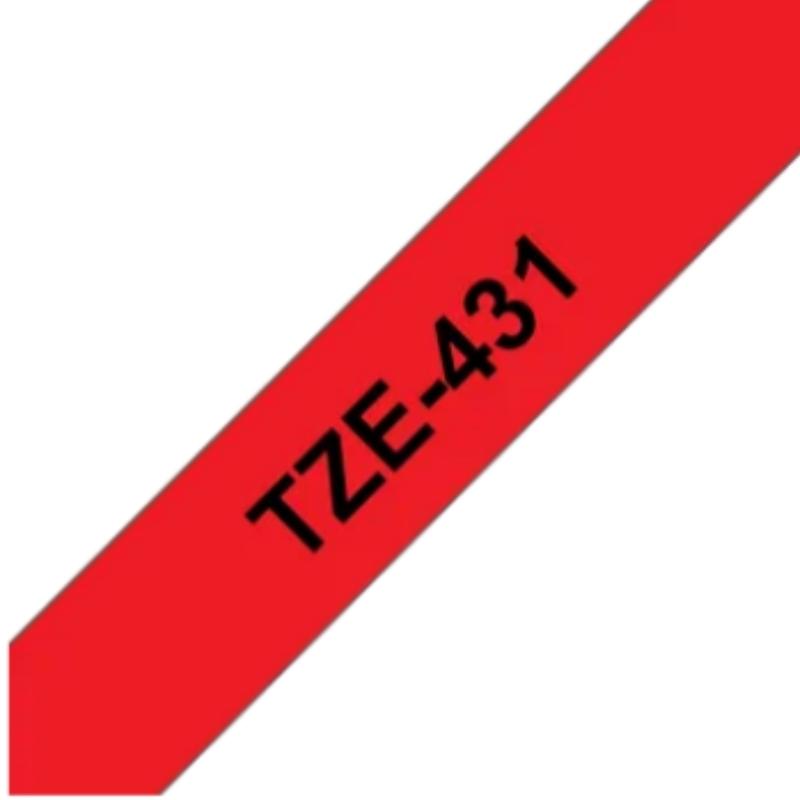 Brother TZe-431 | Cinta Etiqueta Roja - Texto Negro