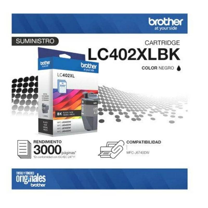 Brother LC402BK XL Black | Alto Rendimiento | Tinta Original