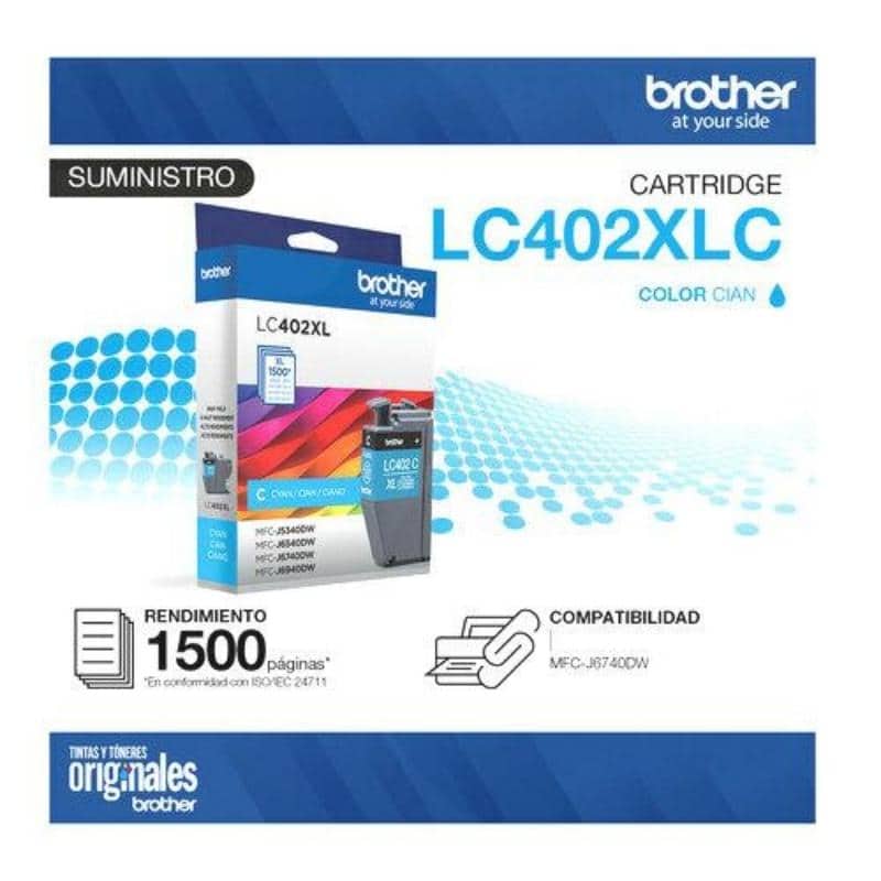Brother LC402C XL Cyan | Alto Rendimiento | Tinta Original