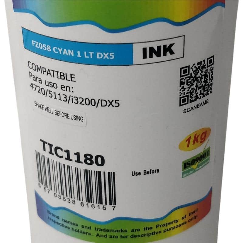 TINTA CABEZAL Epson DX5 | DX6 | DX7 Sublimación FZ058 1LT Cyan | Tinta Alternativa