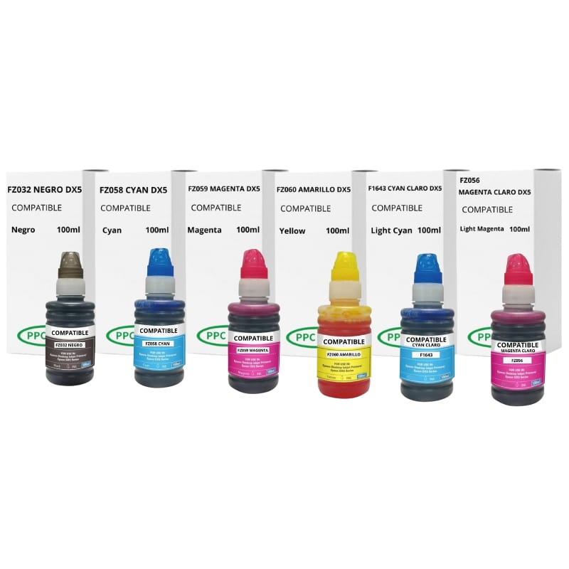 TINTA CABEZAL Epson DX5 | DX6 | DX7 Sublimación FZ032 Pack 6 Colores | Tinta Alternativa
