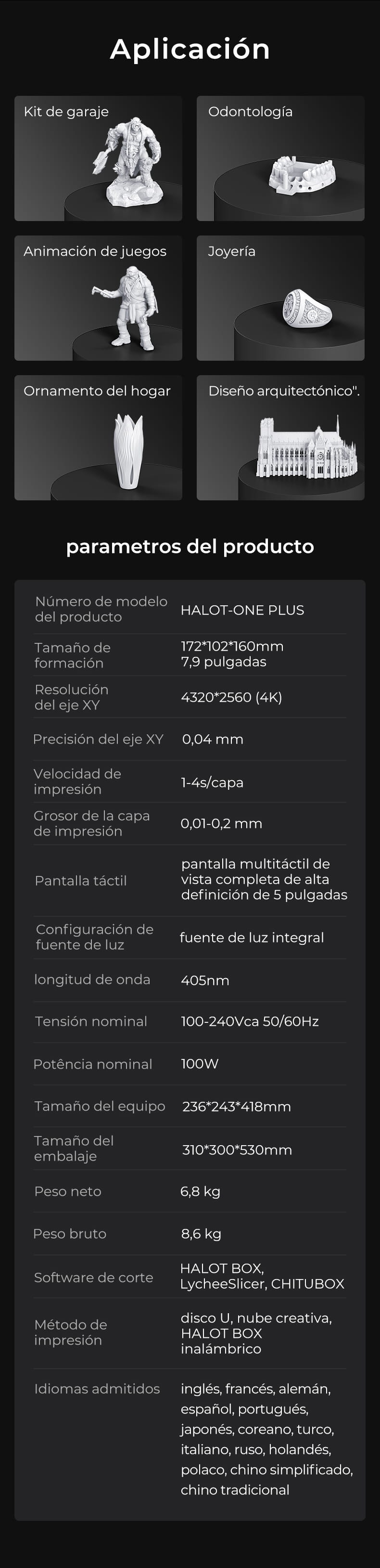 Halot-One Plus 4K Creality | Tamaño Imp 172X102X160mm | Impresora 3D Resina