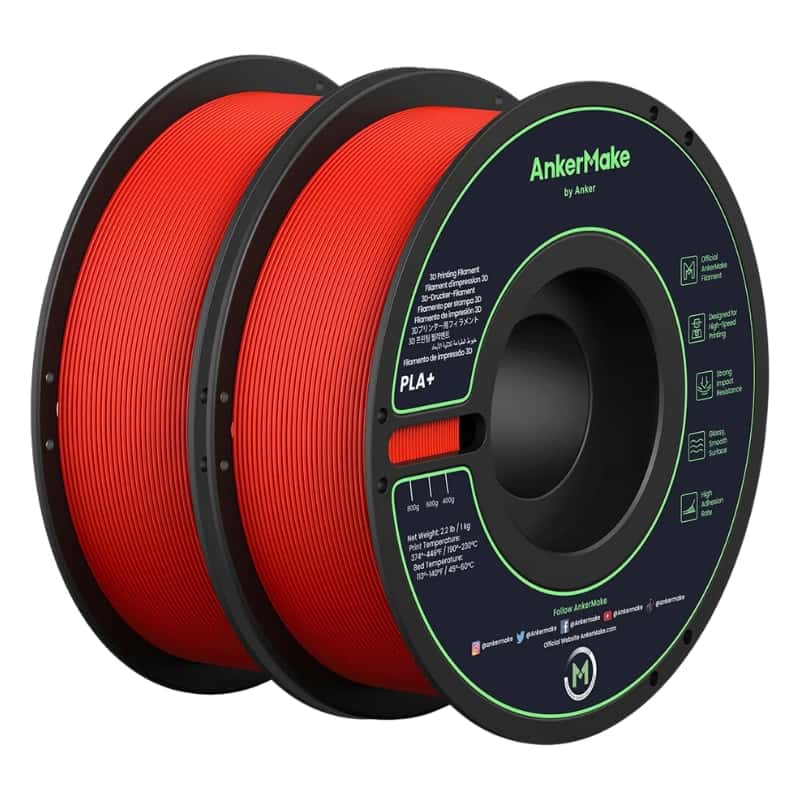 Pack 2 x Filamento PLA+ Alta Velocidad Rojo 1kg AnkerMake | Filamentos