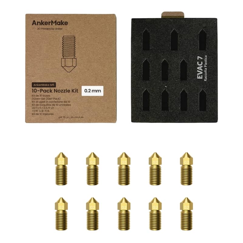 Pack 10 Boquillas 0.2mm Para AnkerMake M5 / NEPTUNE 4 SERIES | Repuestos 3D