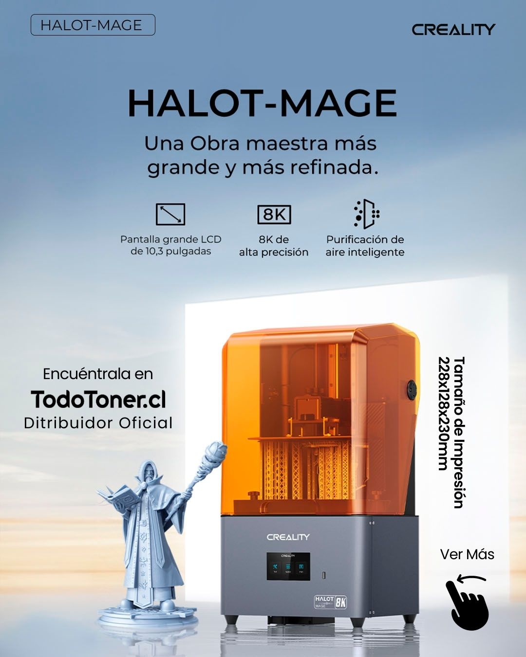 Halot Mage CL-103L 8K Creality | Tamaño Imp 228X128X230mm | Impresora 3D Resina