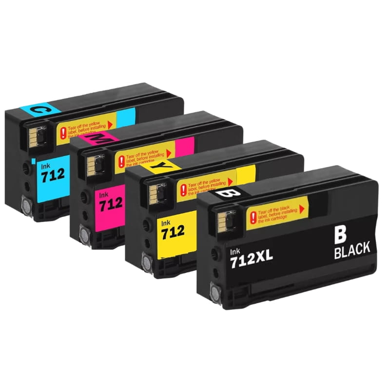 HP 712XL Negro + 3 712 Colores | Tinta Plotter Alternativa | Ppc