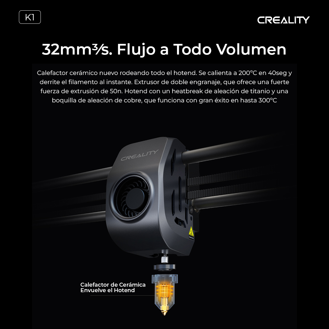 K1 Creality  | Tamaño Imp 220x220x250mm |  Velocidad 600mm/s | Impresora 3D | 