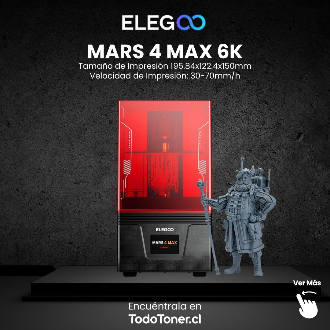 Mars 4 Max 6K  Elegoo | Tamaño Imp 195.84X122.4X150mm | Impresora 3D Resina