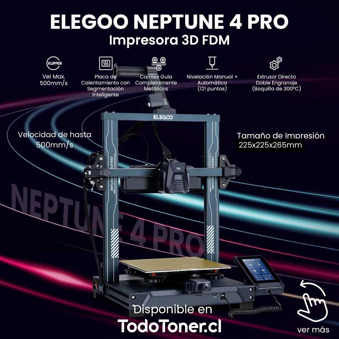 Neptune 4 Pro Elegoo | Velocidad 500mm/s | Tamaño Imp 225x225x265mm | Impresora 3D |