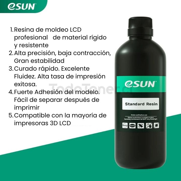 Resina lavable agua de la marca ESUN para impresoras 3d DLP