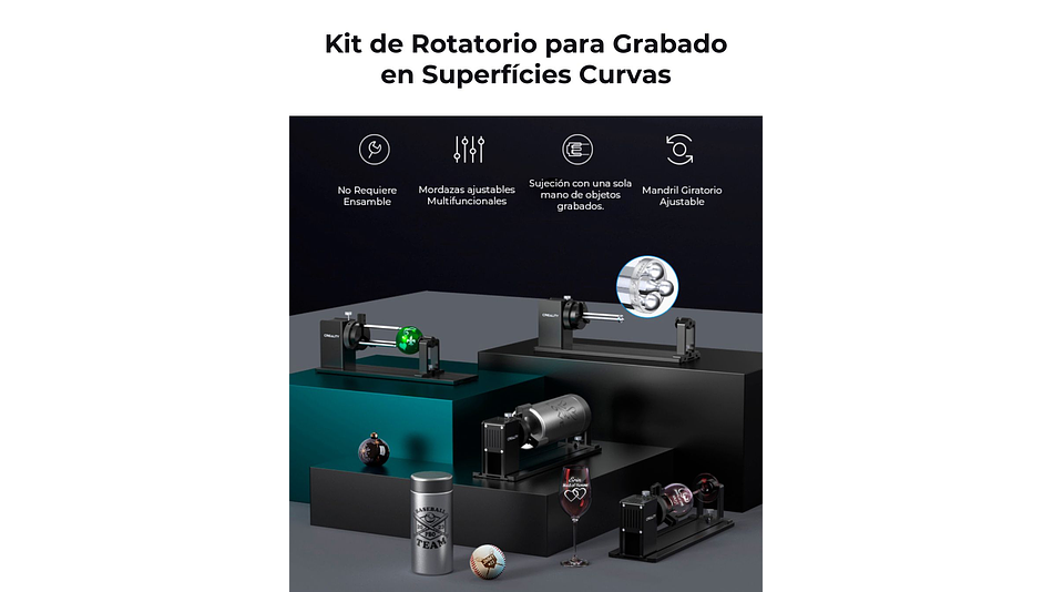 Rotador de Elemento Grabado Laser Pro Creality | Accesorio 3D | Alta Precisión 5