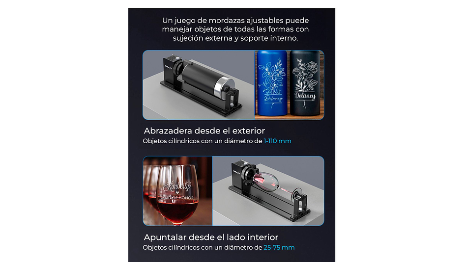 Rotador de Elemento Grabado Laser Pro Creality | Accesorio 3D | Alta Precisión 6