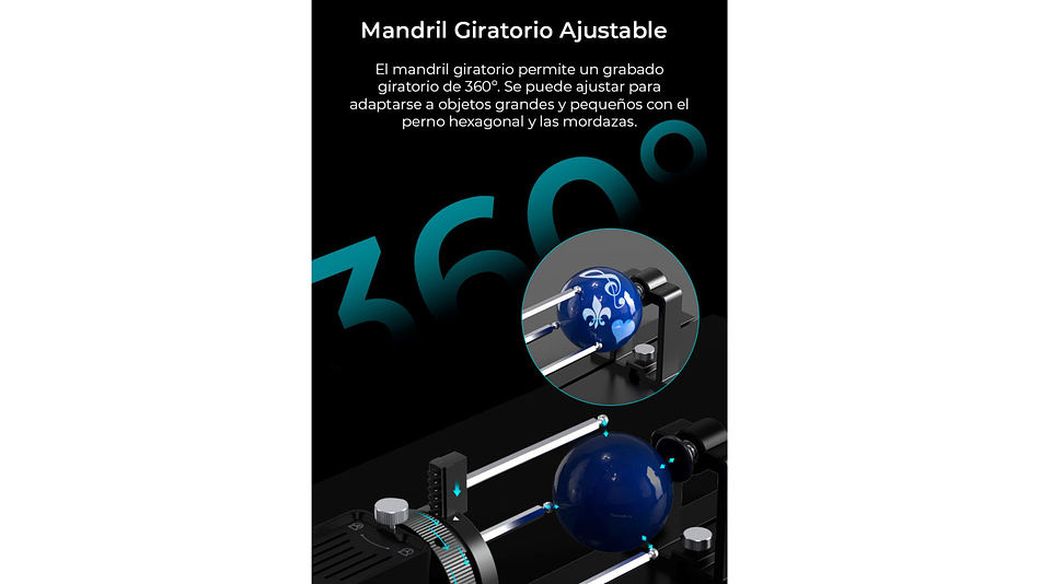 Rotador de Elemento Grabado Laser Pro Creality | Accesorio 3D | Alta Precisión 9