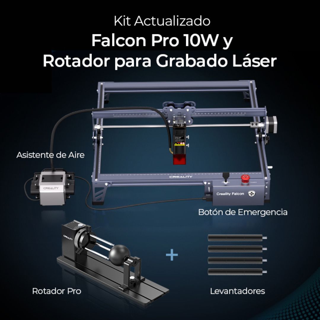Falcon 10W Pro + Rotador de Grabado Laser Pro Creality | Grabado Láser y Cortadora Láser CNC