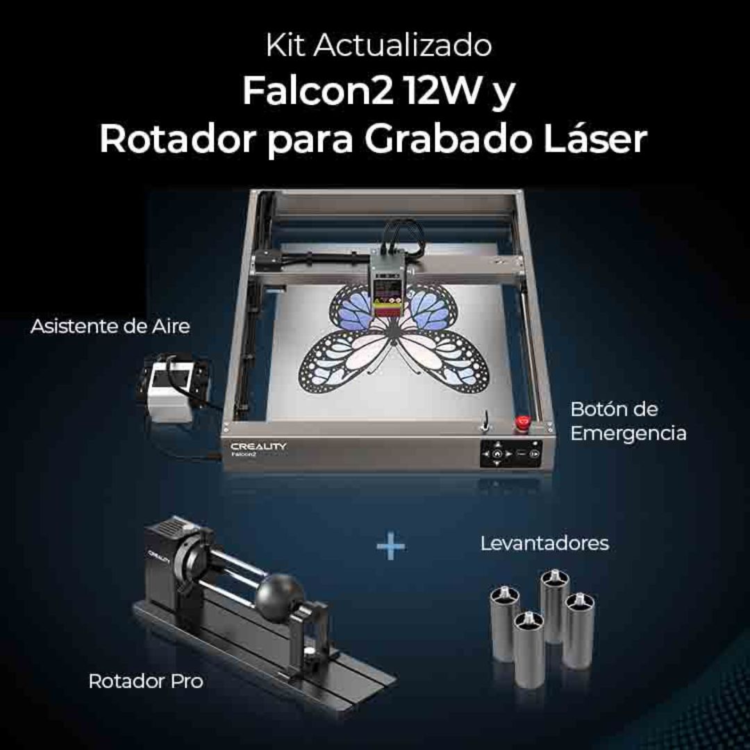 Falcon2 12W + Rotador de Grabado Laser Pro Creality | Grabado Láser y Cortadora Láser CNC