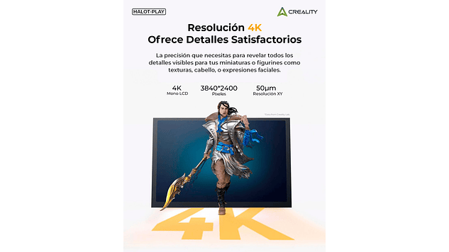 Halot Play 4K Creality | Tamaño Imp 192X120X200mm | Impresora 3D Resina 20