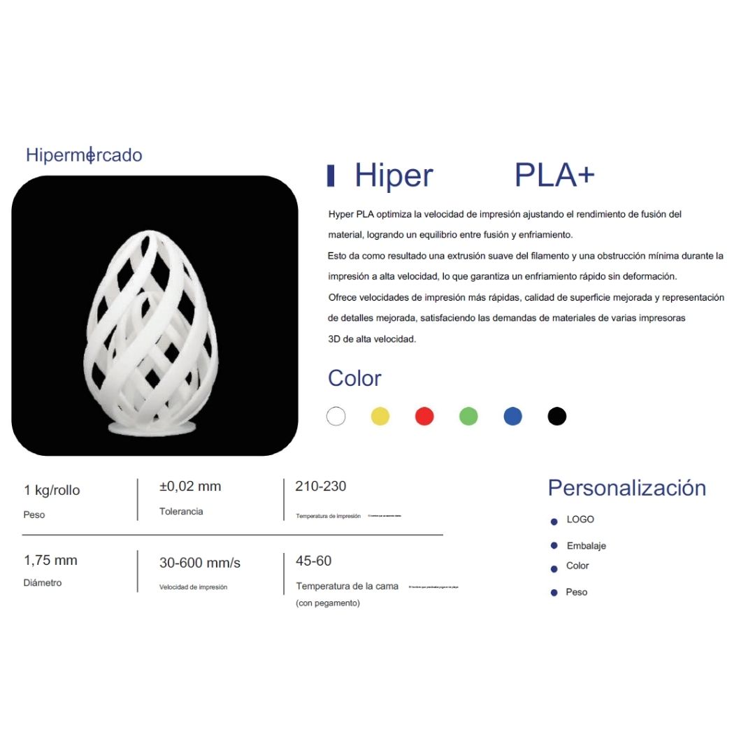 Filamento Hyper PLA+ Alta Velocidad Beige Piel Clara 1kg Landu | Filamentos