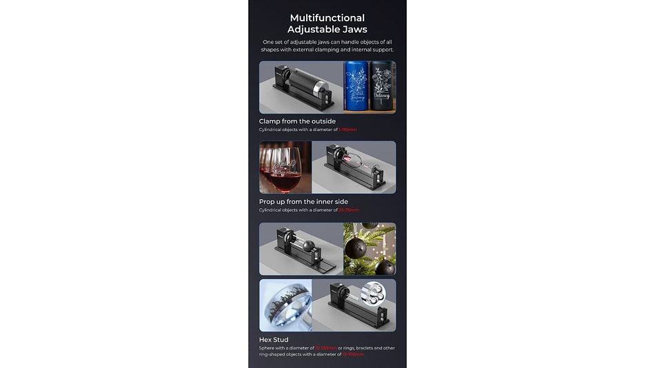 Rotador de Elemento Grabado Laser Kit Pro Actualizado Creality | Accesorio 3D | Alta Precisión 6