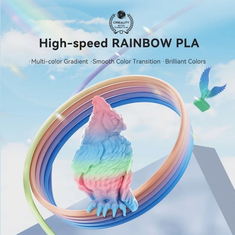 Filamento PLA Hyper Alta Velocidad Arcoiris Degradado Lago Primaveral 1kg Creality | Filamentos