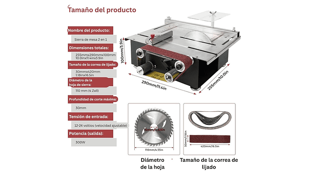 Sierra de Mesa y Lijadora de Banda 300W Twotrees | PREVENTA 10 DIC | Lijadoras 2